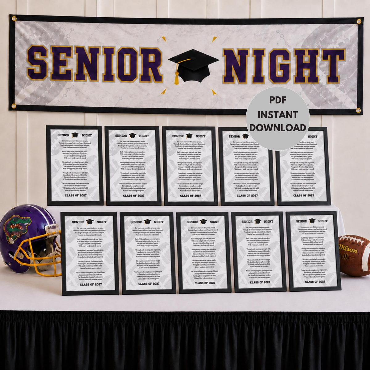 Senior Night Football Gift Senior Football Mom Gift to Son Football Poem Football Banner Graduation Gift Class of 2027 Instant Download PDF