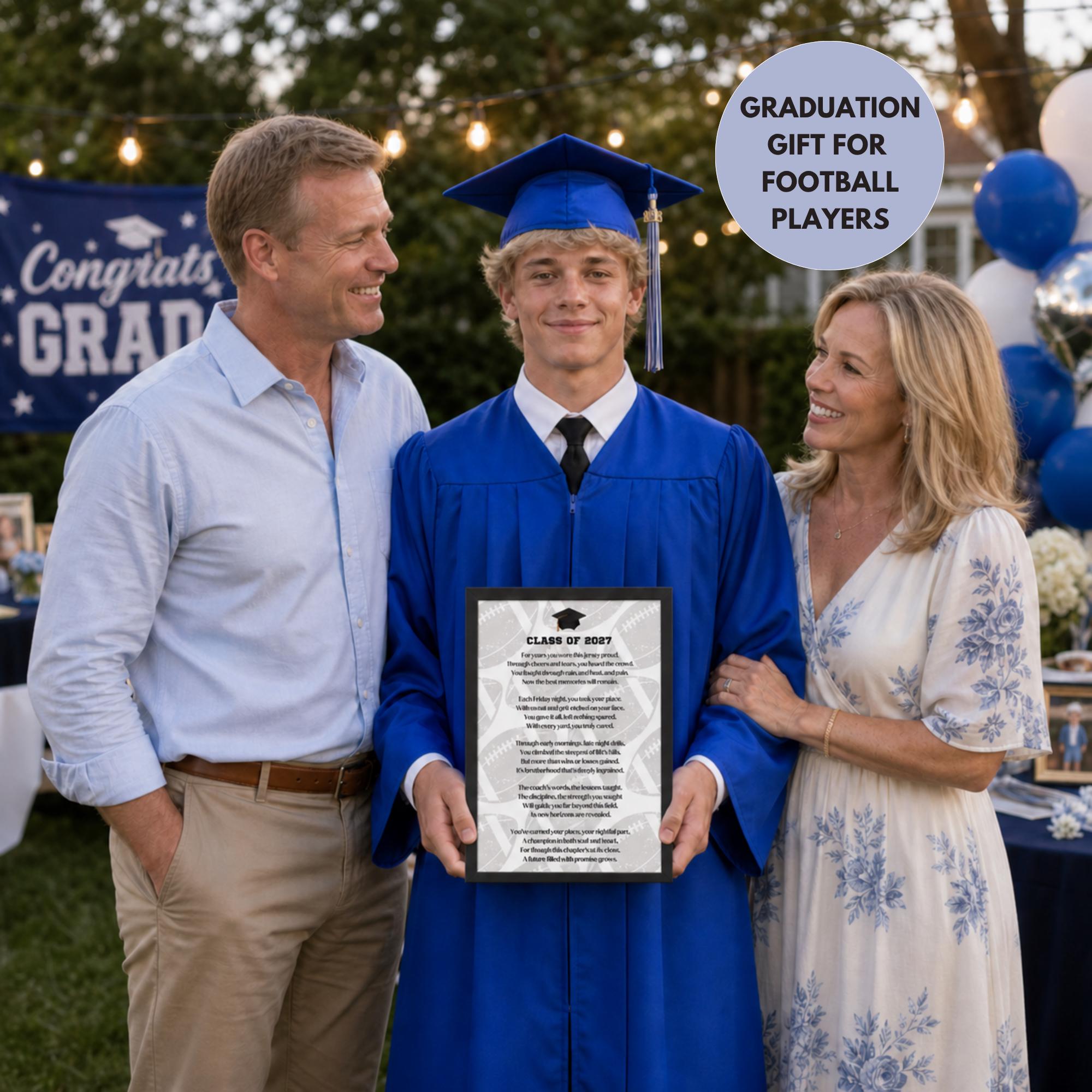 Football Graduation Gift for Boys Class of 2027 Printable Keepsake Poem Senior