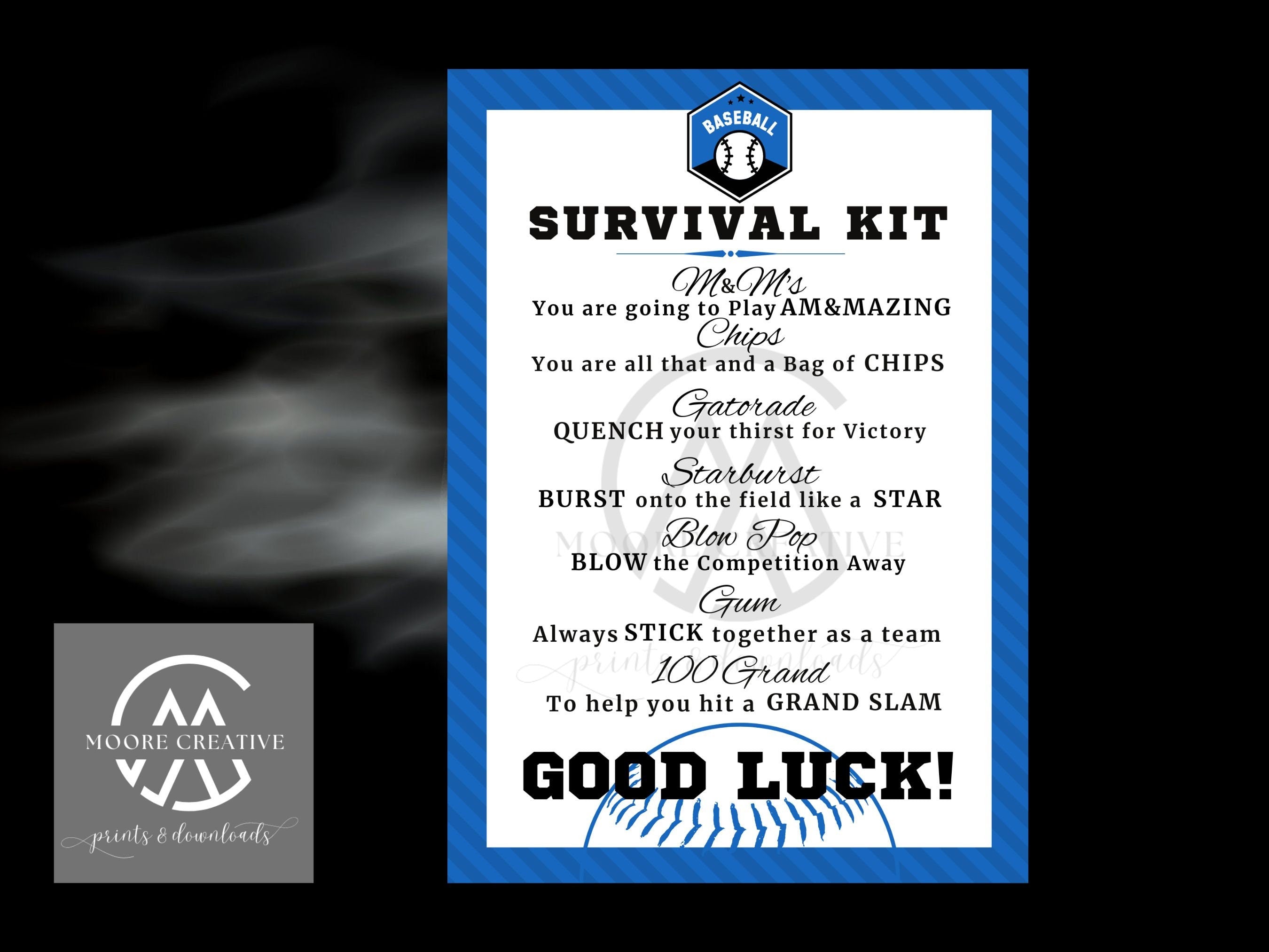Custom Baseball Coaches Survival Kit, Baseball Team Gifts, Survival Kits, Team Survival Kit, Digital, Favors for Tournaments, Gift Tag