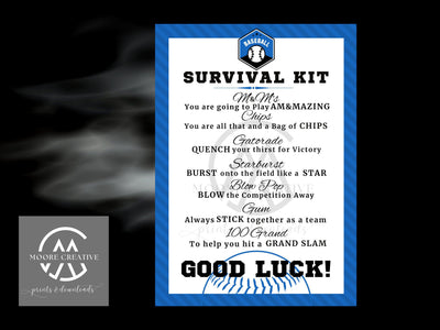 Custom Baseball Coaches Survival Kit, Baseball Team Gifts, Survival Kits, Team Survival Kit, Digital, Favors for Tournaments, Gift Tag