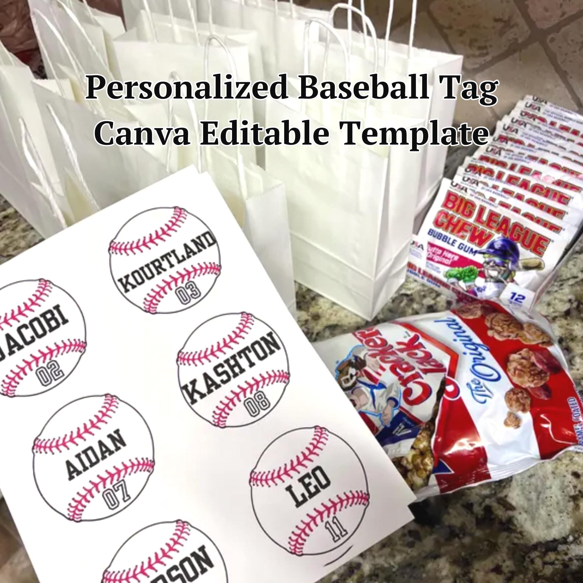 Baseball Favor Tags Baseball Game Day Snack Bag Tag