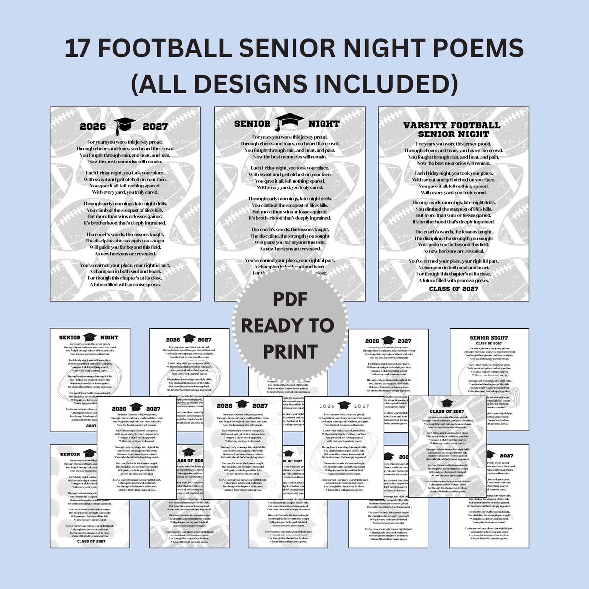 Senior Football Gift Senior Football Mom Gift to Son Football Poem Senior Night Football Unique Gift Senior Graduation Class of 2027 PDF