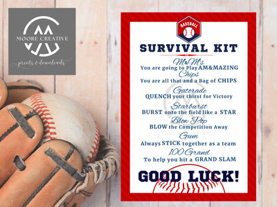 Custom Baseball Coaches Survival Kit, Baseball Team Gifts, Survival Kits, Team Survival Kit, Digital, Favors for Tournaments, Gift Tag