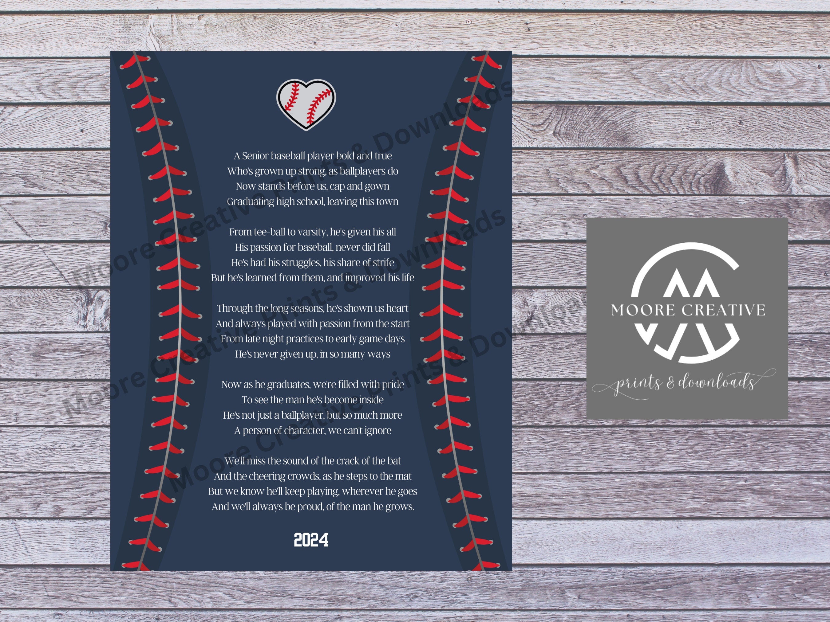Baseball Team Gift 2026 Instant Download Sentimental Poem