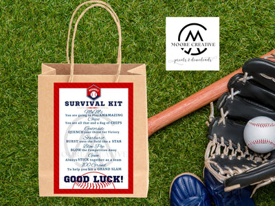Custom Baseball Coaches Survival Kit, Baseball Team Gifts, Survival Kits, Team Survival Kit, Digital, Favors for Tournaments, Gift Tag