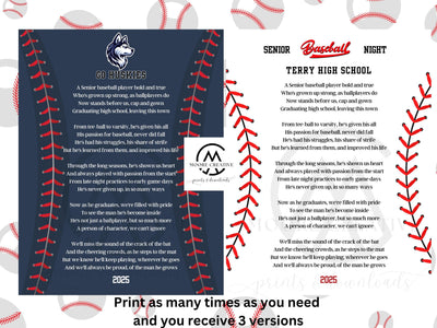 Baseball Gifts for Seniors, Custom Baseball Player Senior Night Gift, High School Baseball, Baseball Team Gifts, Graduation Gift Ideas, 2025