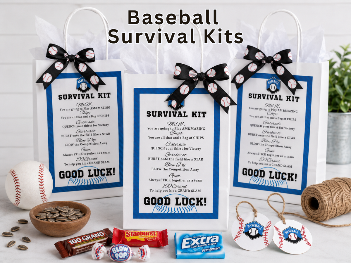 Custom Baseball Coaches Survival Kit, Baseball Team Gifts, Survival Kits, Team Survival Kit, Digital, Favors for Tournaments, Gift Tag