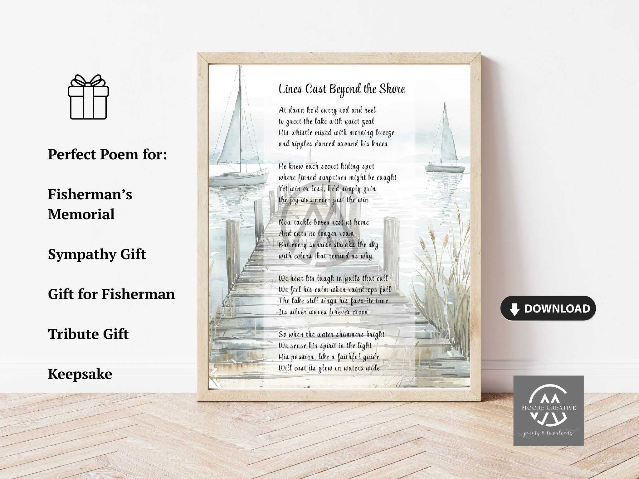 Gone Fishing Poem, Memory Gift for Loss of Fisherman, Death of Grandpa Grandad Dad
