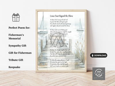 Gone Fishing Poem, Memory Gift for Loss of Fisherman, Death of Grandpa Grandad Dad