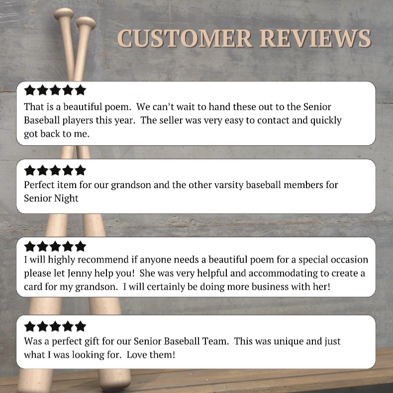 Customer Reviews for Senior Night Poem Baseball Team