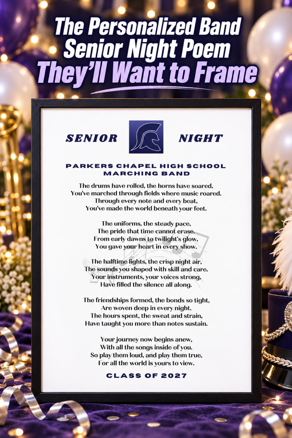 High School Marching Band Personalized Senior Night Gift Ideas Band Gifts High School Band Mom Band Grad Gifts Senior Class of 2027 Custom