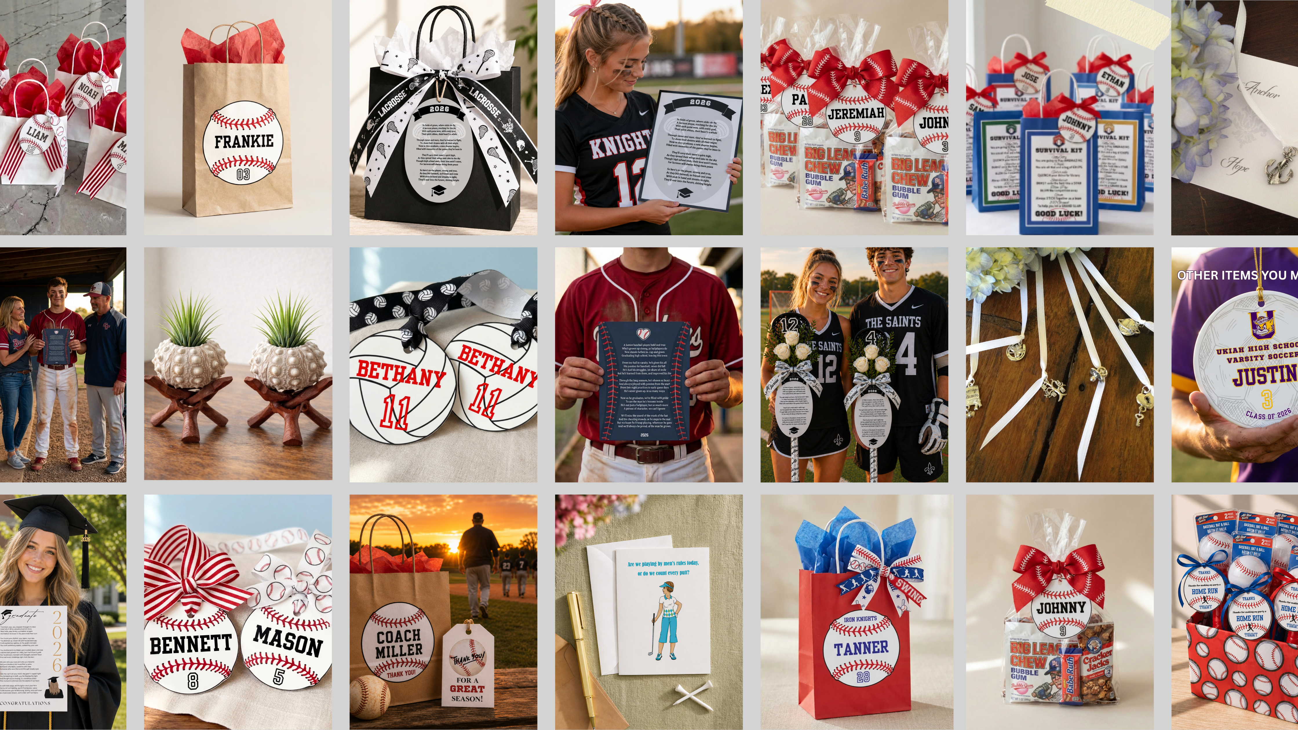 Moore Creative Digital Designs personalized sports gifts graduation keepsakes senior night gifts baseball team gifts coach gifts printable tags and custom ornaments for sports moms and athletes