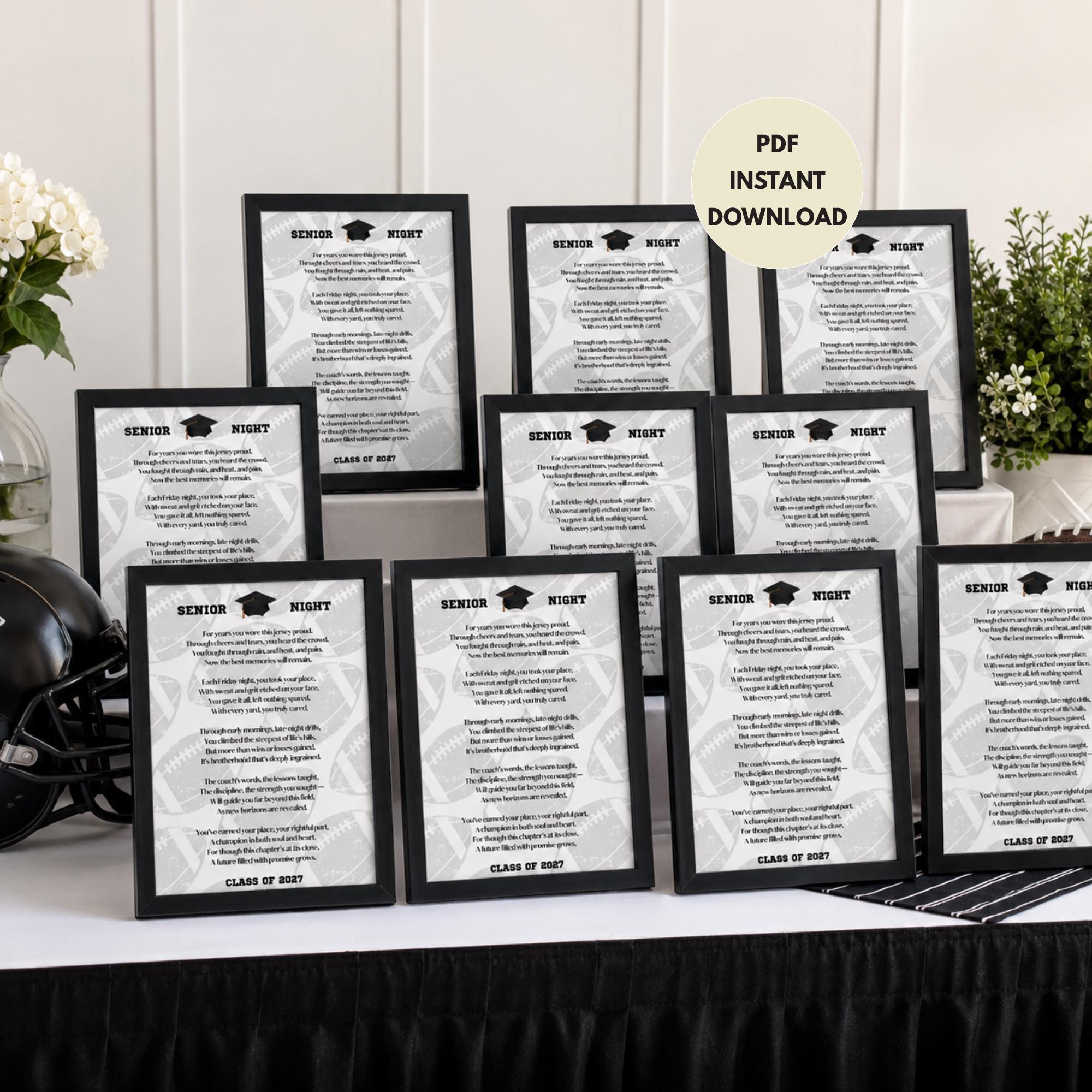 Senior Football Gift for Boys Mom Gift to Son Printable Poem PDF Class of 2027 Senior Night Football Gift Football Mom Poem INSTANT DOWNLOAD