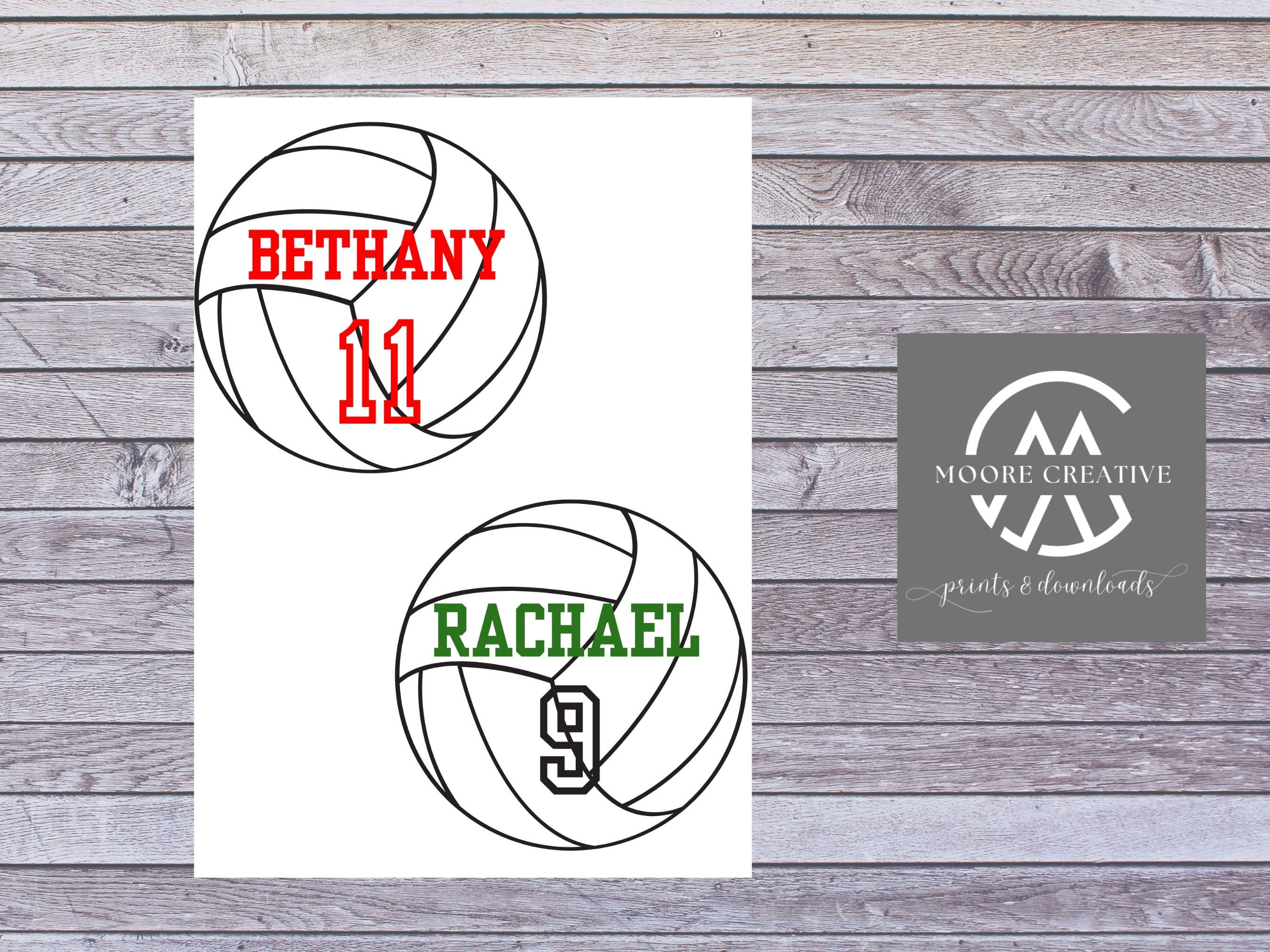5" Volleyballs Editable Names and Player Numbers DIY Template Printable DIY Print at Home Volleyball Team Party Volleyball Download Gifts