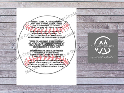 Printed text on a circular design with 'Moore Creative' branding on a wooden surface.