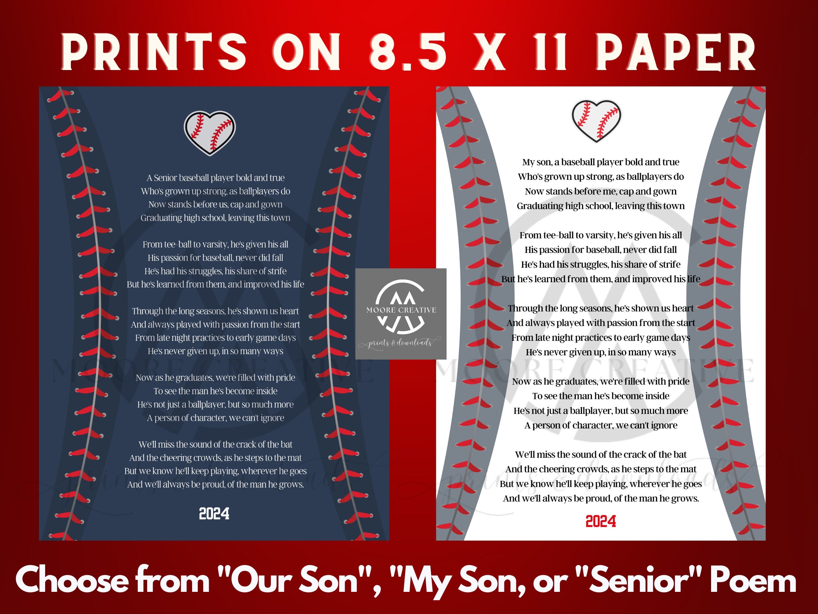 Two printed poems on 8.5 x 11 paper with baseball theme and AAA World Series logo.