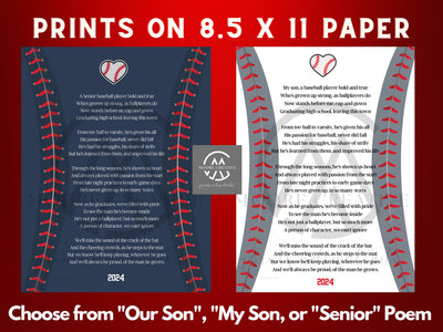 Two printed poems on 8.5 x 11 paper with baseball theme and AAA World Series logo.
