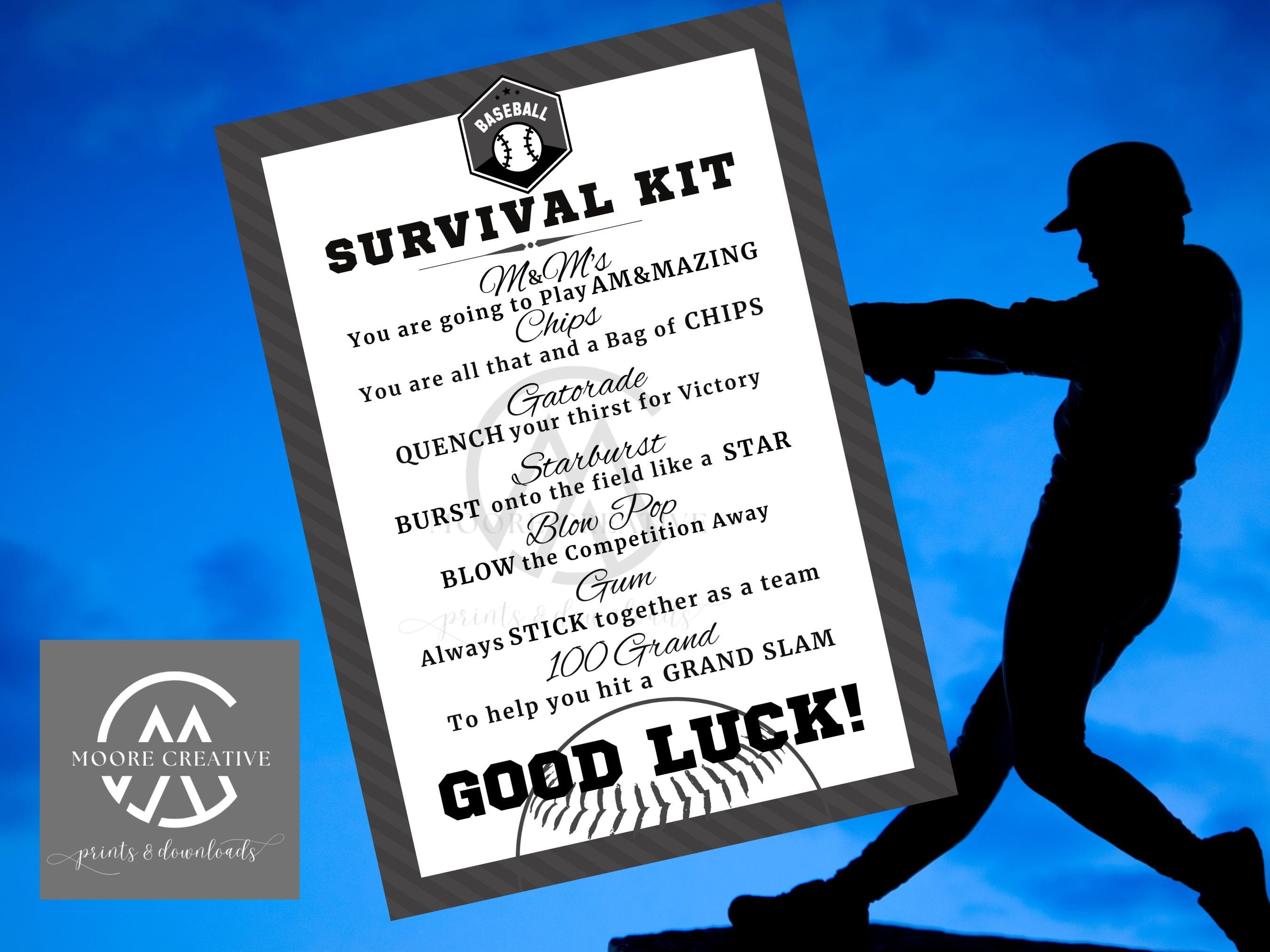Custom Baseball Coaches Survival Kit, Baseball Team Gifts, Survival Kits, Team Survival Kit, Digital, Favors for Tournaments, Gift Tag