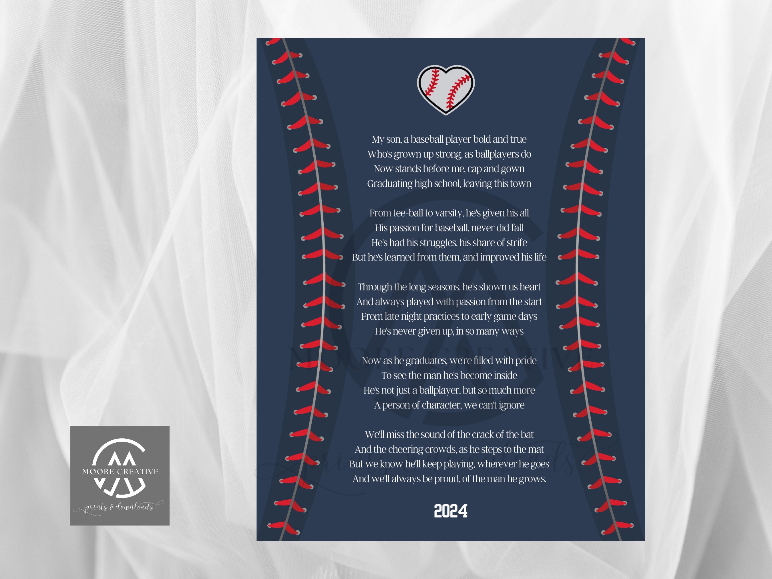 Baseball Team Gift 2026 Instant Download Sentimental Poem