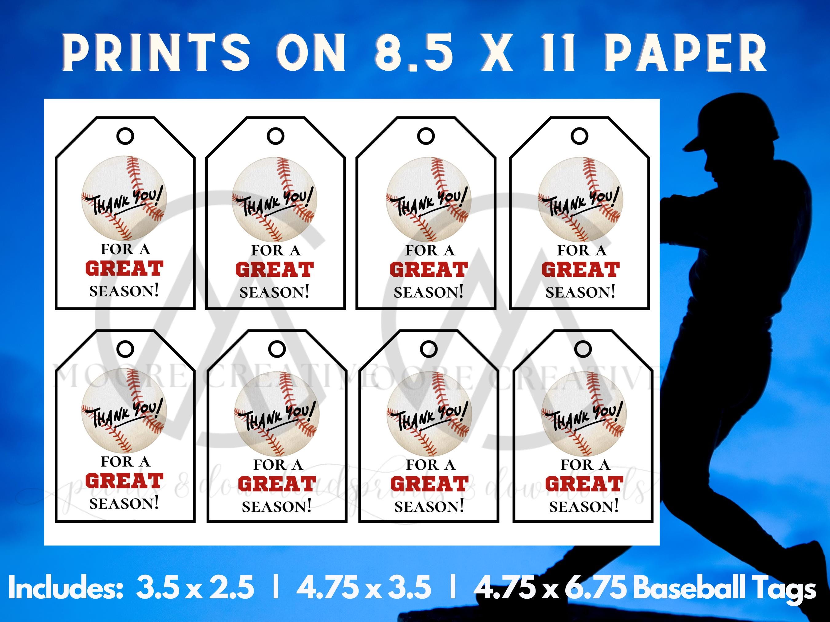 Sports Thank You Gift Tags Baseball Team Party Favors