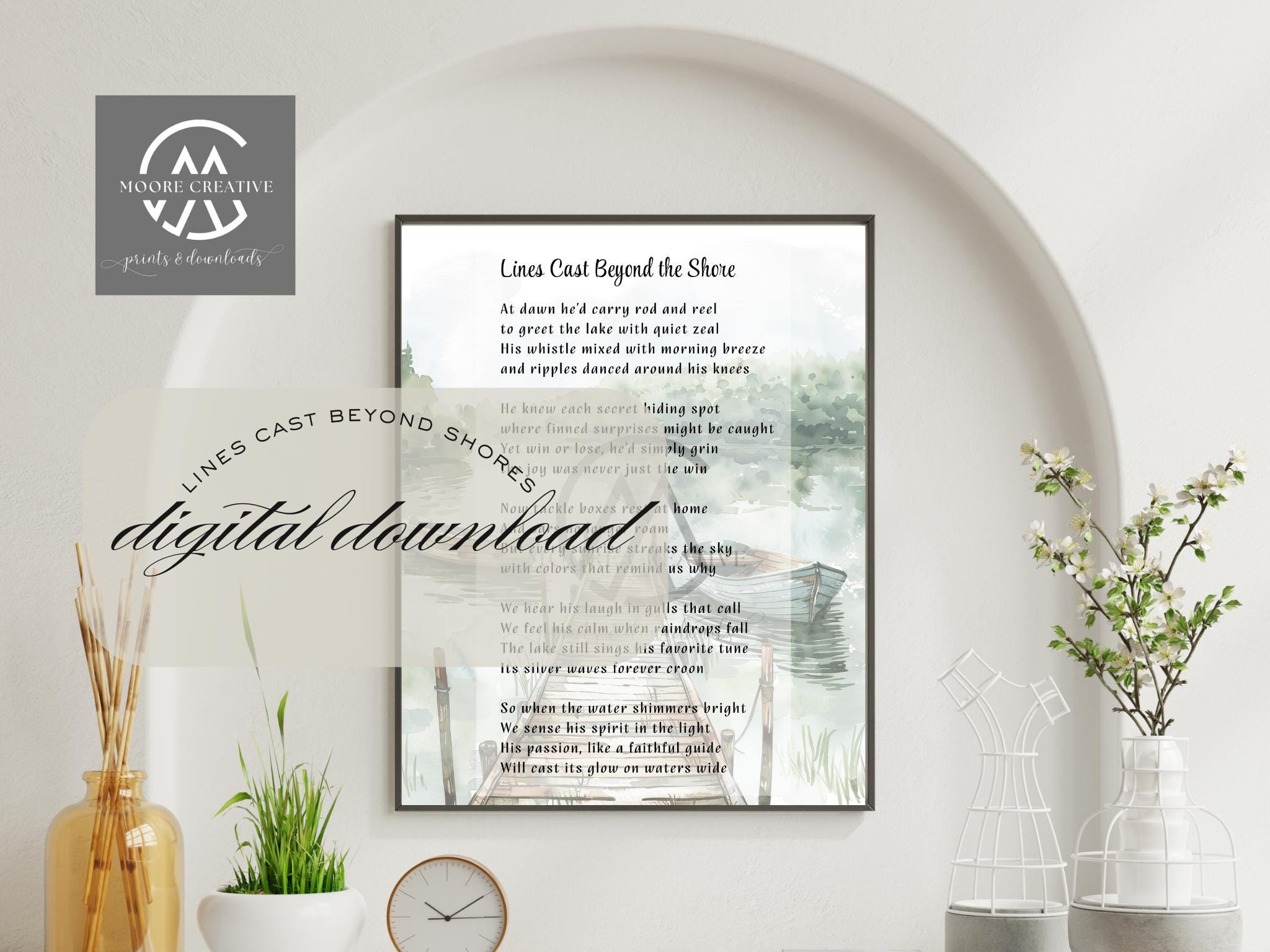Gone Fishing Poem Printable, Memorial Tribute for Fisherman, Sympathy Gift, Digital Download, Remembrance Art, Bereavement Keepsake, Fishing