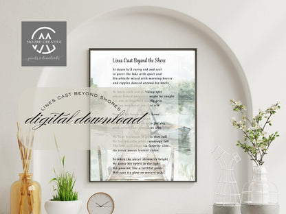 Gone Fishing Poem Printable, Memorial Tribute for Fisherman, Sympathy Gift, Digital Download, Remembrance Art, Bereavement Keepsake, Fishing
