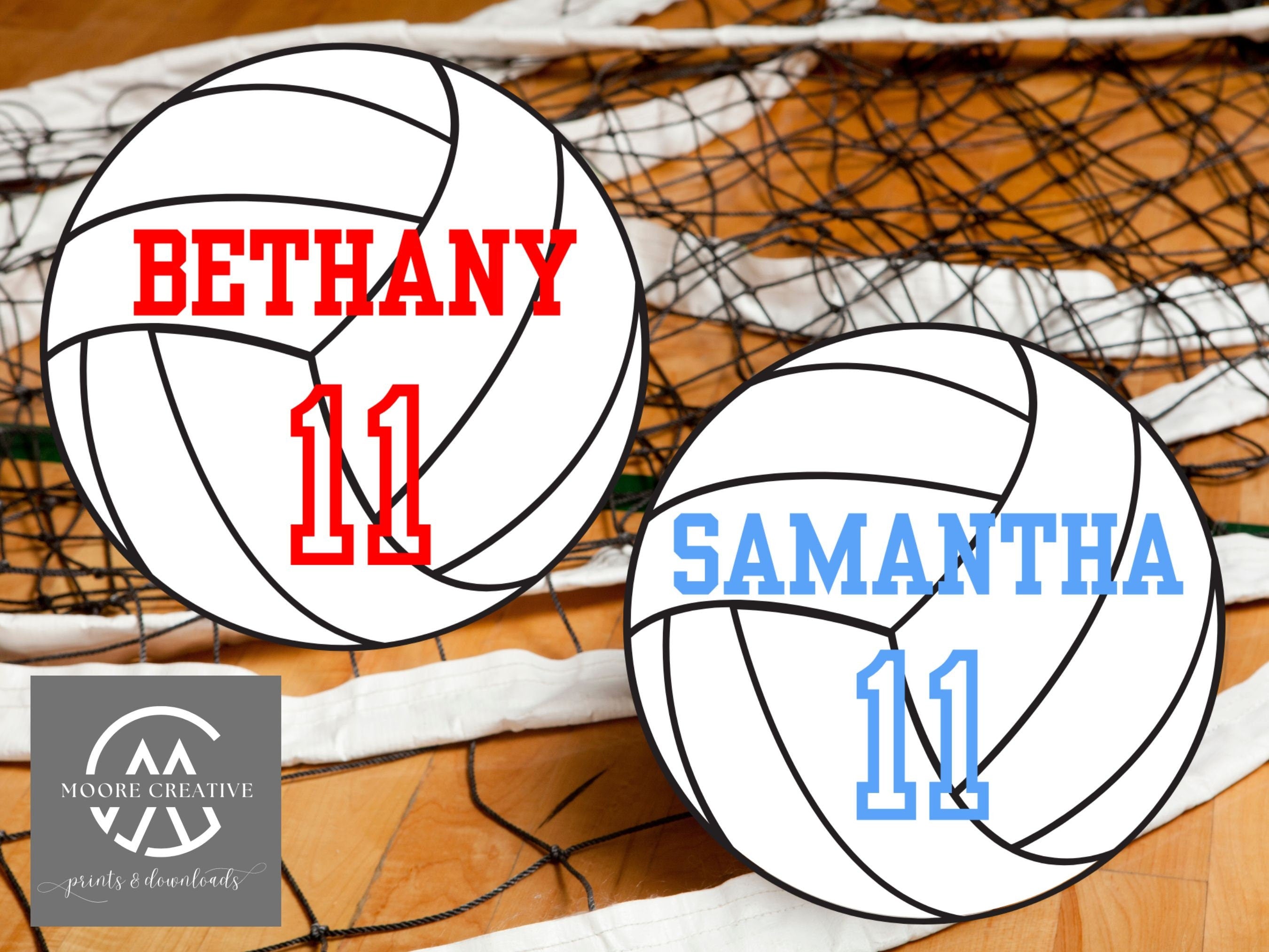5" Volleyballs Editable Names and Player Numbers DIY Template Printable DIY Print at Home Volleyball Team Party Volleyball Download Gifts