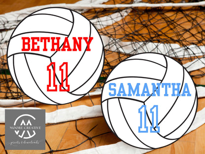 5" Volleyballs Editable Names and Player Numbers DIY Template Printable DIY Print at Home Volleyball Team Party Volleyball Download Gifts