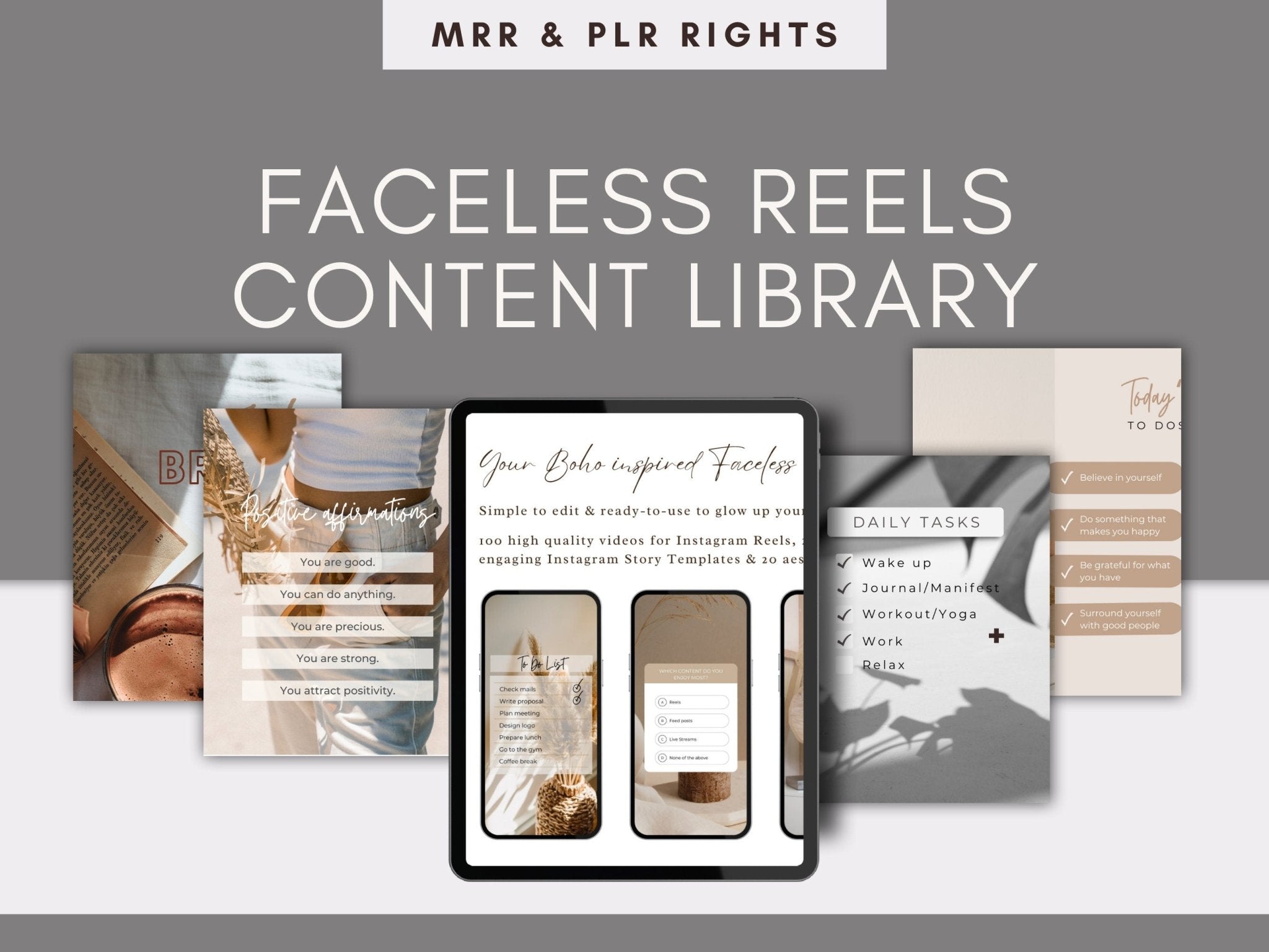 Faceless content bank, faceless editable, PLR MRR Rights, made for you