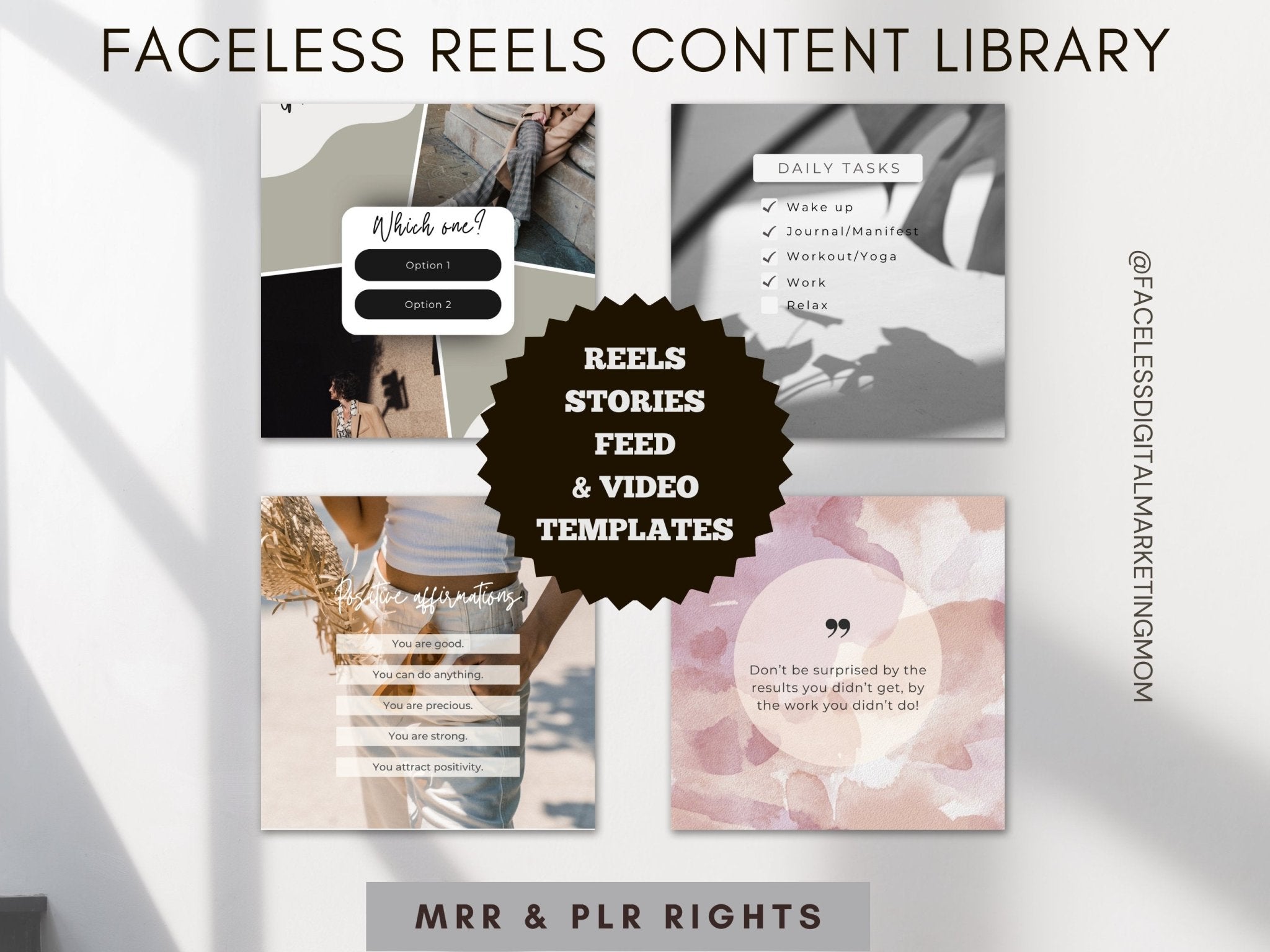 Faceless Marketing, faceless reels content library