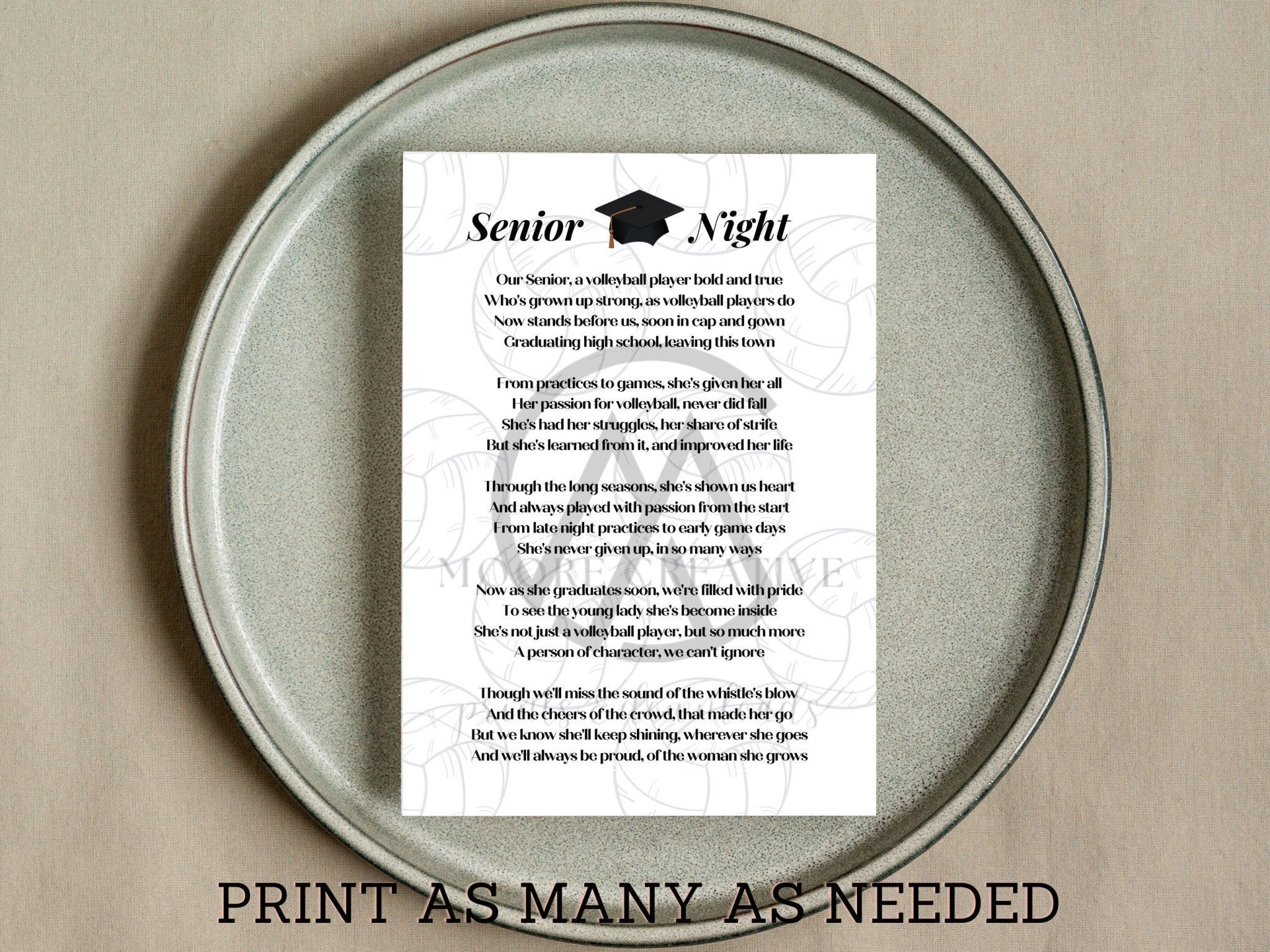 graduation print, senior volleyball player