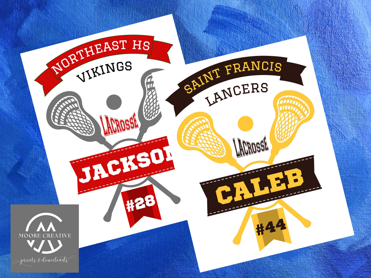 Lacrosse Stick Locker Tag | Lacrosse Team Locker Sign | Personalized Lacrosse Player Poster | Locker Decoration | 20 Custom Digital Signs