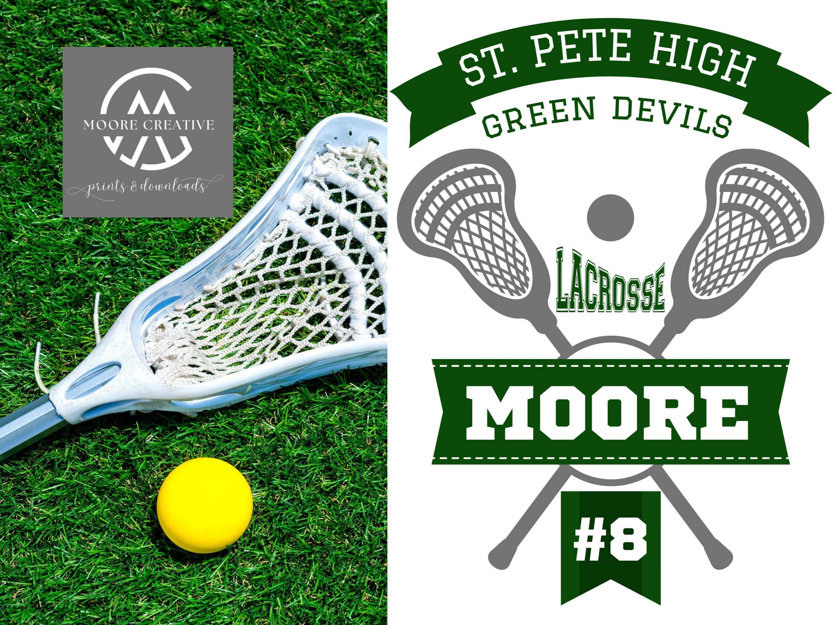 Lacrosse Stick Locker Tag | Lacrosse Team Locker Sign | Personalized Lacrosse Player Poster | Locker Decoration | 20 Custom Digital Signs