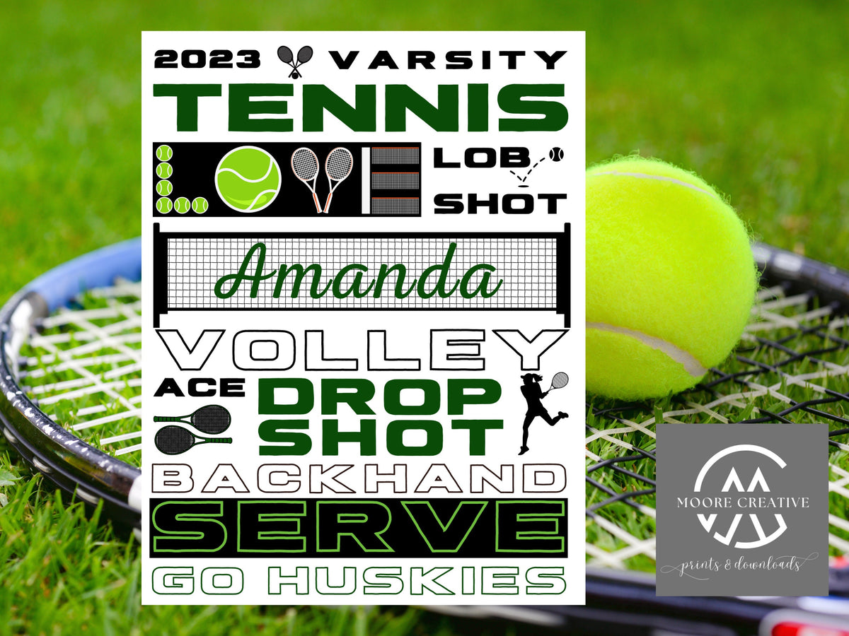 Custom Tennis Signs Team Spirit Tournament Decoration Hotel Signs Personalized Tennis Gifts, Customized, Player Name, School or Mascot, Pros