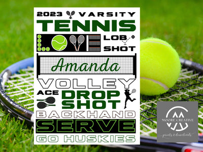 Custom Tennis Signs Team Spirit Tournament Decoration Hotel Signs Personalized Tennis Gifts, Customized, Player Name, School or Mascot, Pros