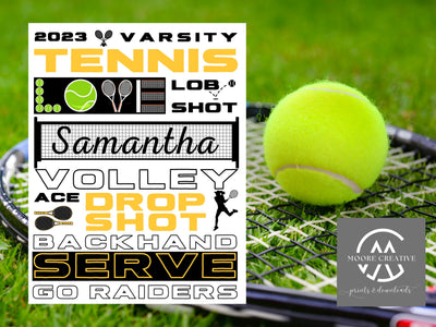 Custom Tennis Signs Team Spirit Tournament Decoration Hotel Signs Personalized Tennis Gifts, Customized, Player Name, School or Mascot, Pros
