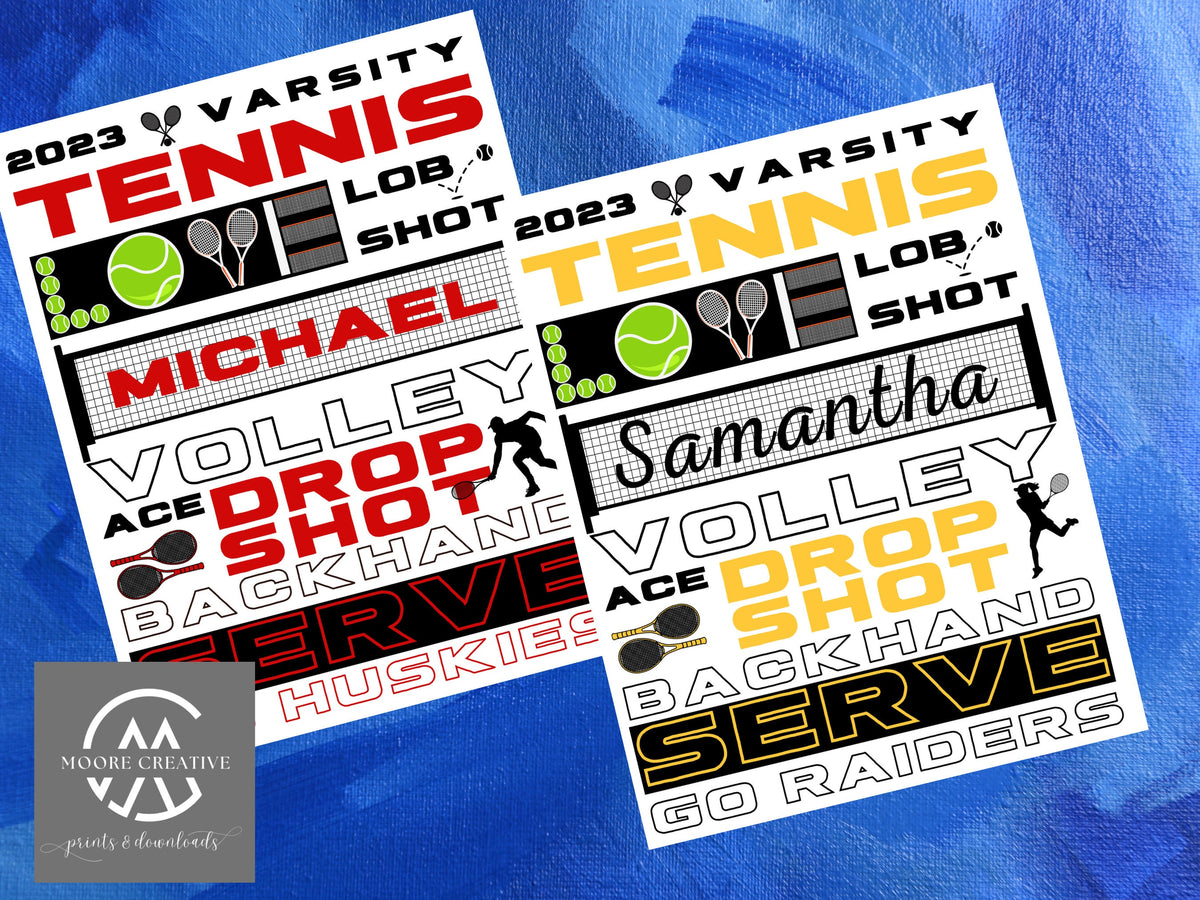 Custom Tennis Signs Team Spirit Tournament Decoration Hotel Signs Personalized Tennis Gifts, Customized, Player Name, School or Mascot, Pros