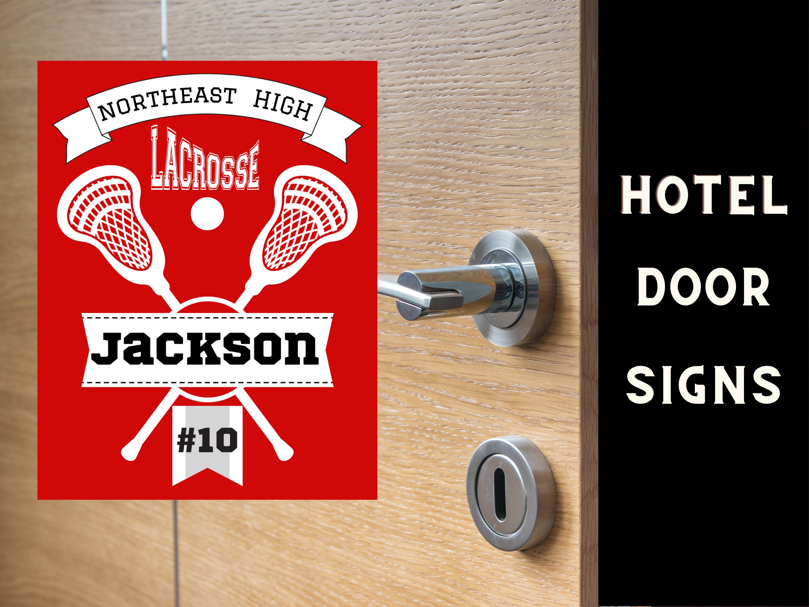 Hotel Door Signs Lacrosse Tournament Decoration Hotel Signs Lacross Personalized Lacrosse Gift Customized, Player Name, Jersey Number, Team