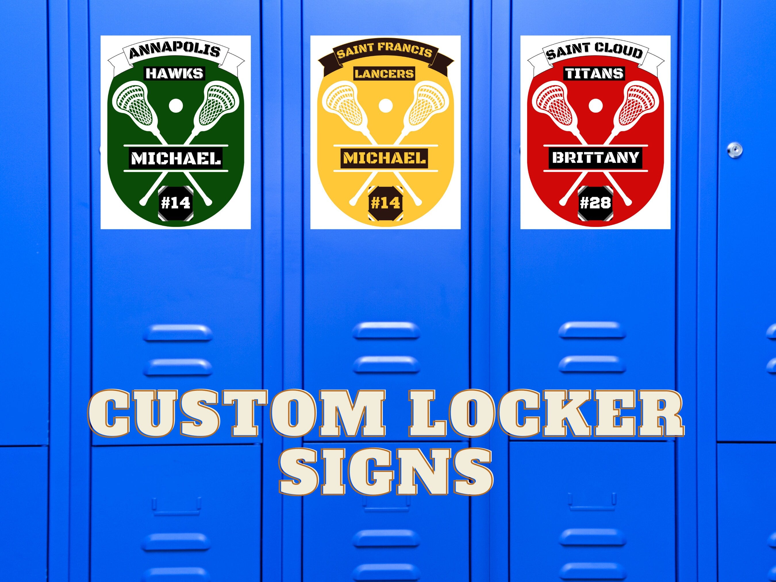 Lacrosse Signs Lacrosse Team Customized Personalized Player Number Name Team Name Locker Signs Spirit Tournament Decoration Hotel Signs