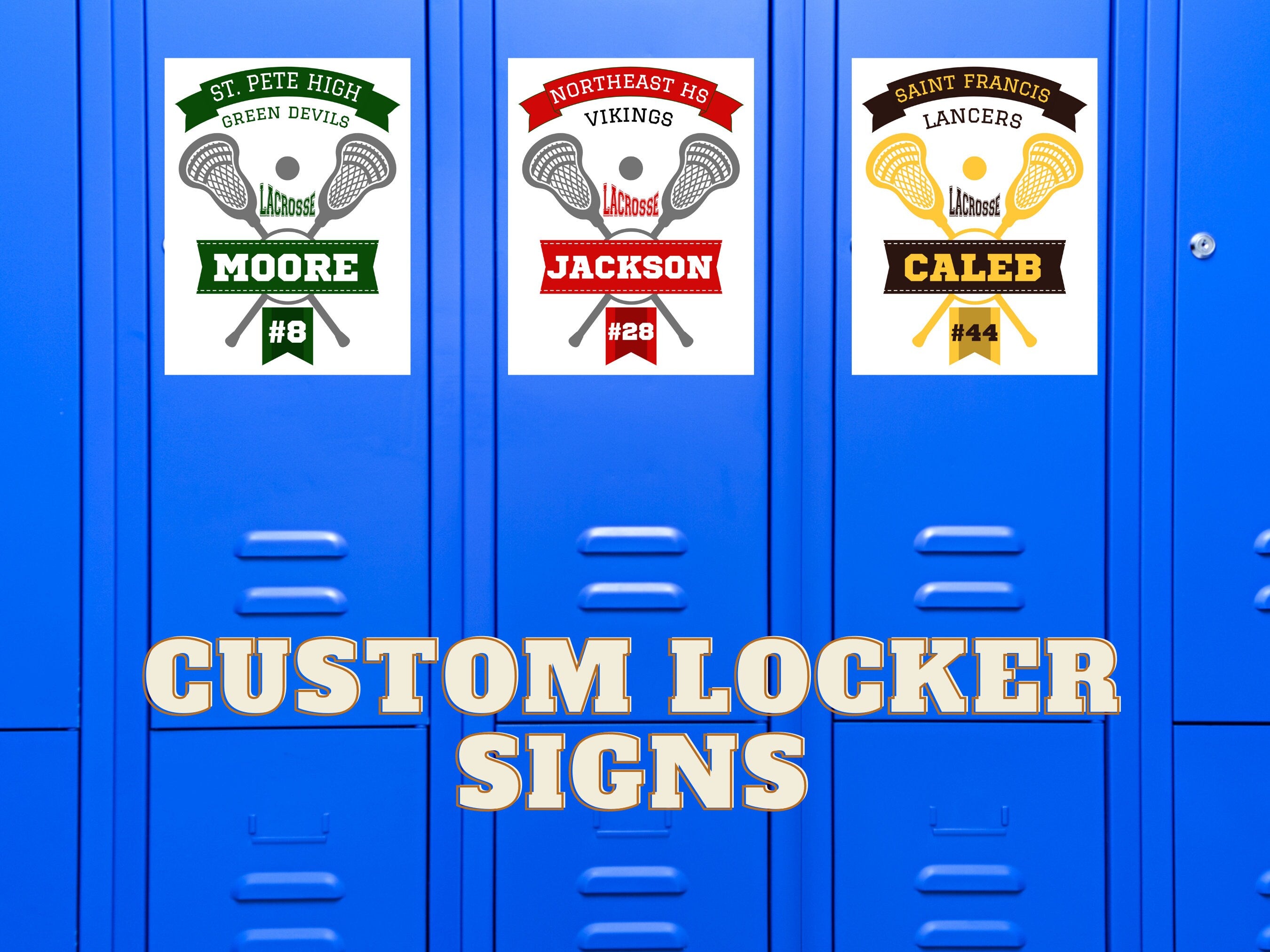 Lacrosse Stick Locker Tag | Lacrosse Team Locker Sign | Personalized Lacrosse Player Poster | Locker Decoration | 20 Custom Digital Signs