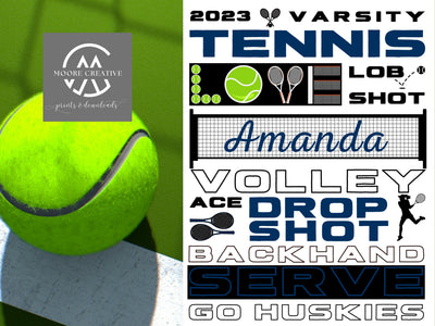Custom Tennis Signs Team Spirit Tournament Decoration Hotel Signs Personalized Tennis Gifts, Customized, Player Name, School or Mascot, Pros