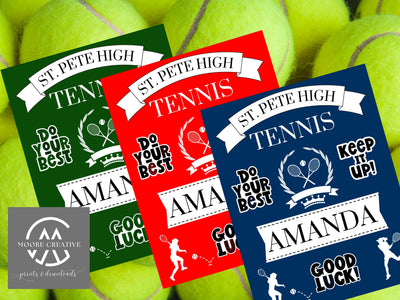 Tennis Signs Team Spirit Tournament Decoration Hotel Sign Personalized Tennis Gift, Player Name, School or Mascot, Girls Tennis, Boys Tennis