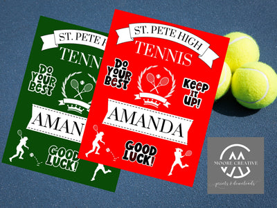 Tennis Signs Team Spirit Tournament Decoration Hotel Sign Personalized Tennis Gift, Player Name, School or Mascot, Girls Tennis, Boys Tennis