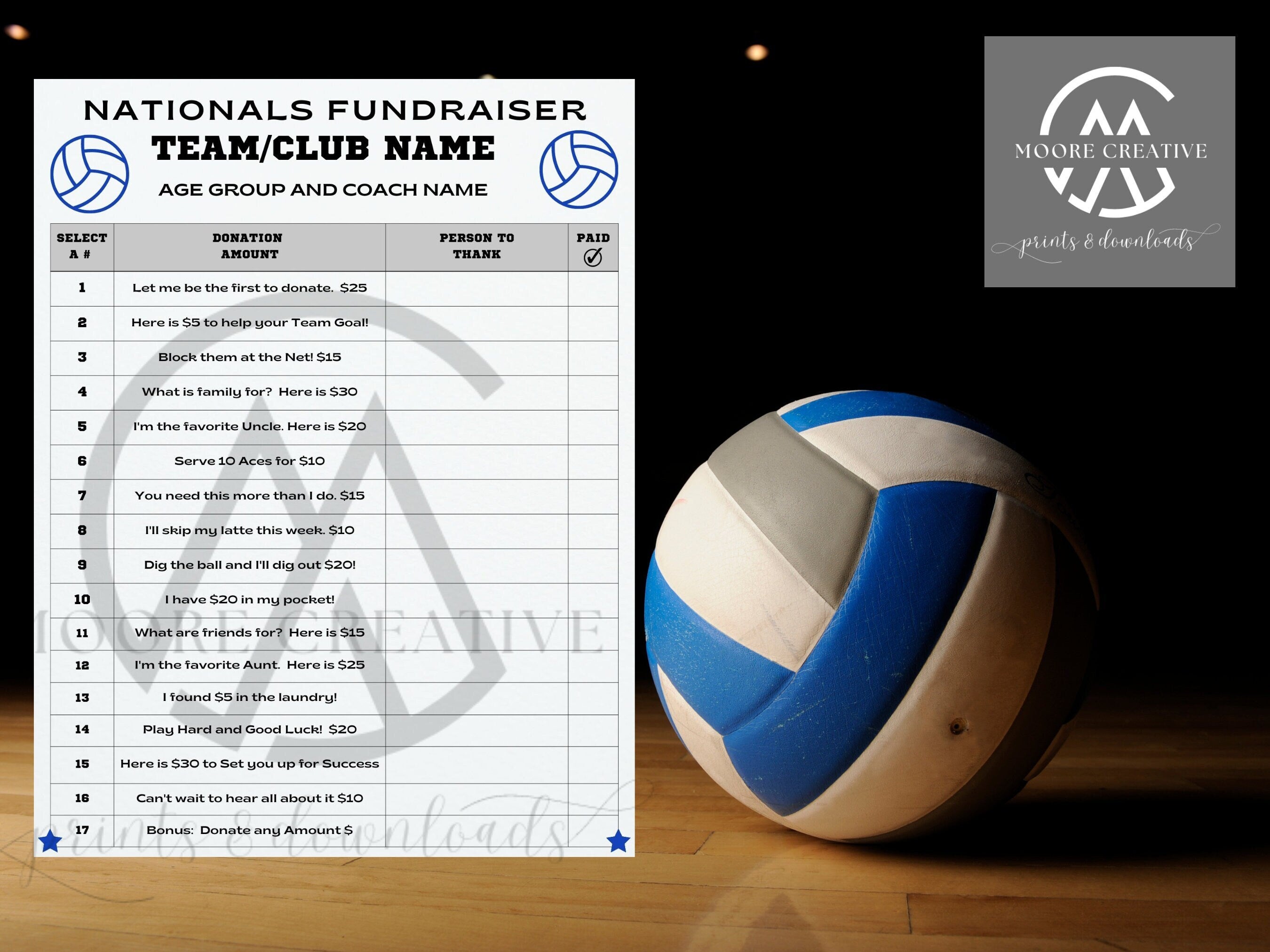 Editable Volleyball Fundraiser Flyer Template, Sport Fundraiser, Canva Template, Sport calendar, Volleyball, Editable Pick a Date, V-ball