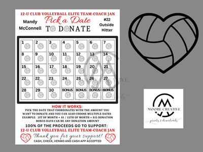 Volleyball Calendar Fundraiser | Volleyball Fundraiser | Volleyball Team Ideas | Volleyball Template | Fundraising |  Editable | Customize