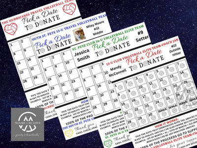 Printable Volleyball Pick a Date to Donate Printable, Volleyball Fundraiser Team Sports Volleyball Player Calendar, Template Sports calendar