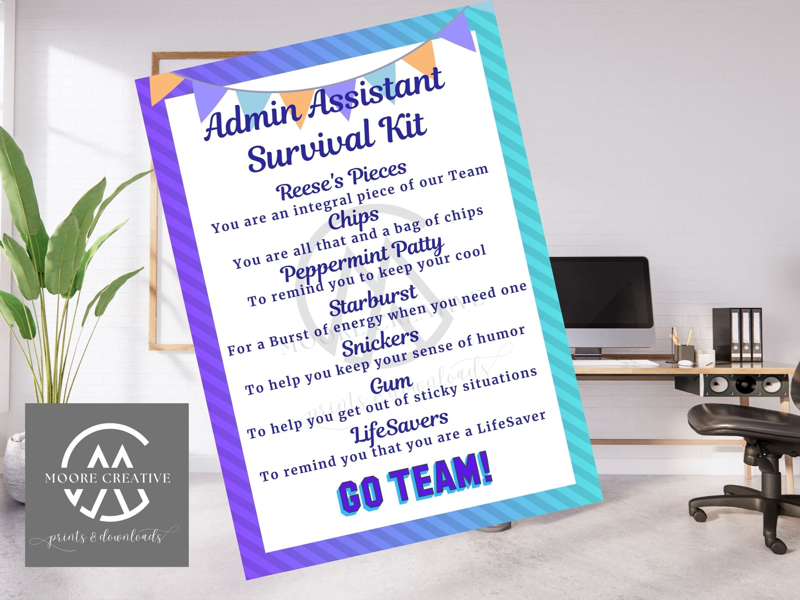 Administrative Assistant Survival Kit, Admin Assistant Gift Tags, Administrative Professionals Day, School Admin,  Day, Secretary Week Gift
