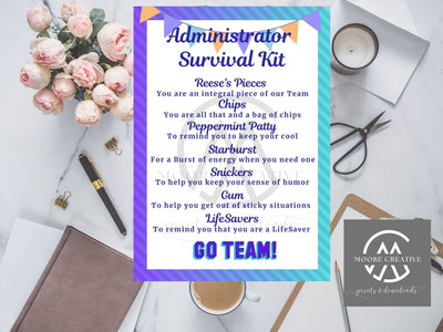 Administrative Assistant Survival Kit, Admin Assistant Gift Tags, Administrative Professionals Day, School Admin,  Day, Secretary Week Gift