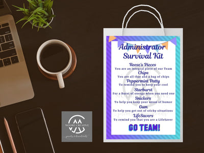 Administrative Assistant Survival Kit, Admin Assistant Gift Tags, Administrative Professionals Day, School Admin,  Day, Secretary Week Gift