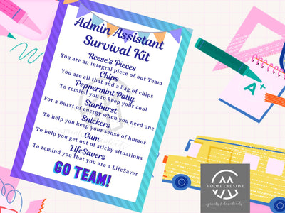 Administrative Assistant Survival Kit, Admin Assistant Gift Tags, Administrative Professionals Day, School Admin,  Day, Secretary Week Gift